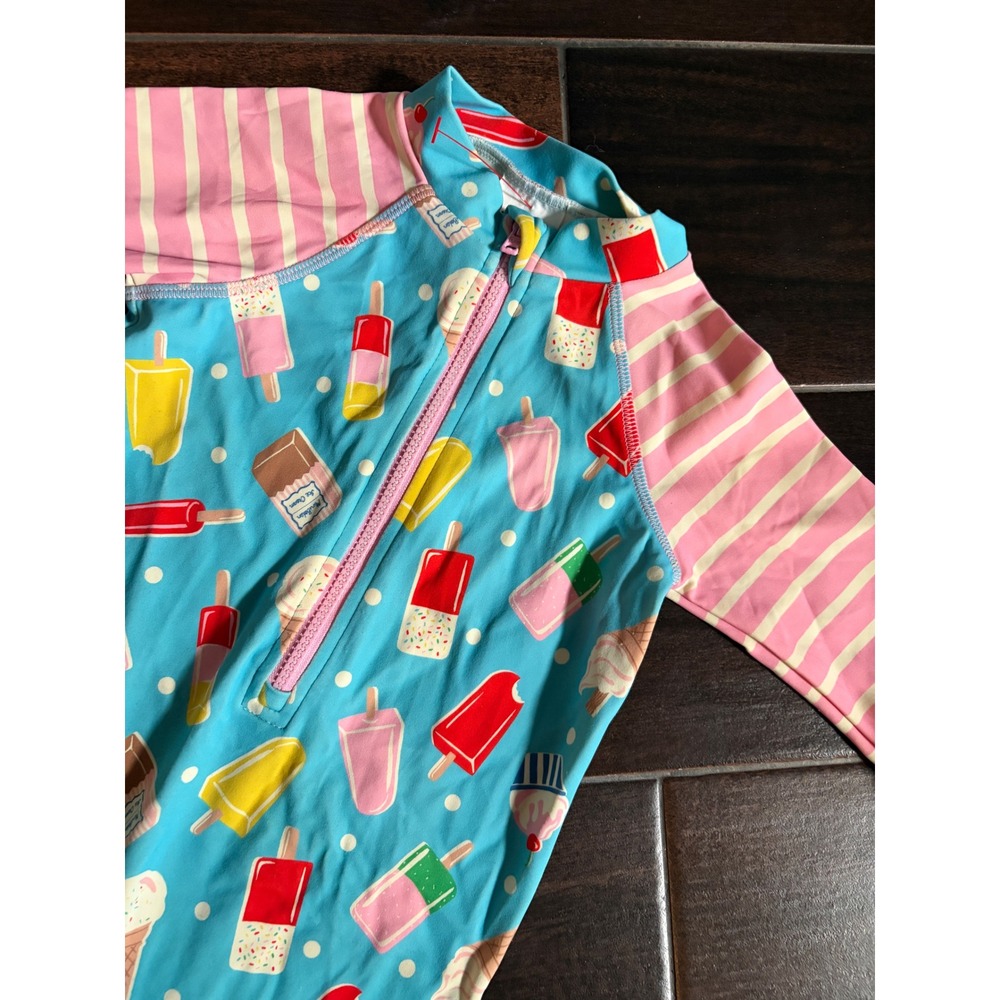 Baby Boden Blue Popsicle Ice Cream Sun Safe Swimsuit Rash Guard 12-18M